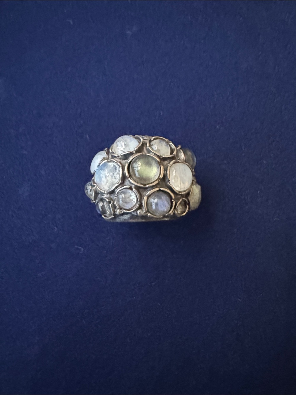Sterling Silver Multi-Stone Dome Ring with moonstones